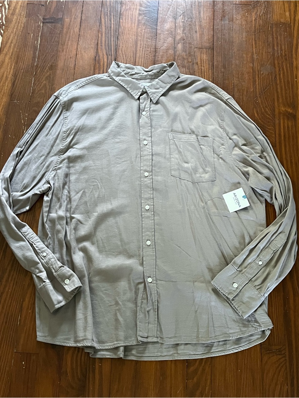 Arizona Jean Company Men's Long-Sleeve Button-Down Shirt in Light Taupe XL NWT